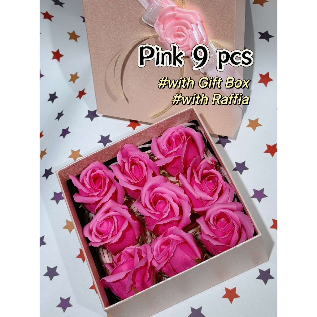 [SG] 3-Layer Thickened Elegant Rose Top Soap Flower Set w Gift Box and Raffia Mother's Day Birthday-HOMA