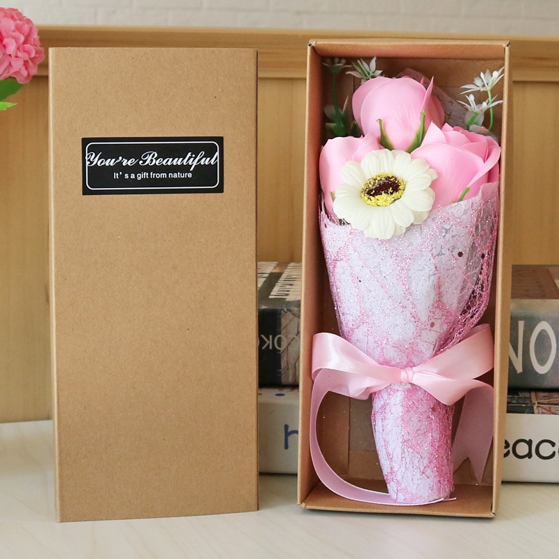 [SG]LOVE Elegant Flower Bouquet Gift Box Soap Artificial Floral for Bday Girlfriend Teachers Wedding-HOMA