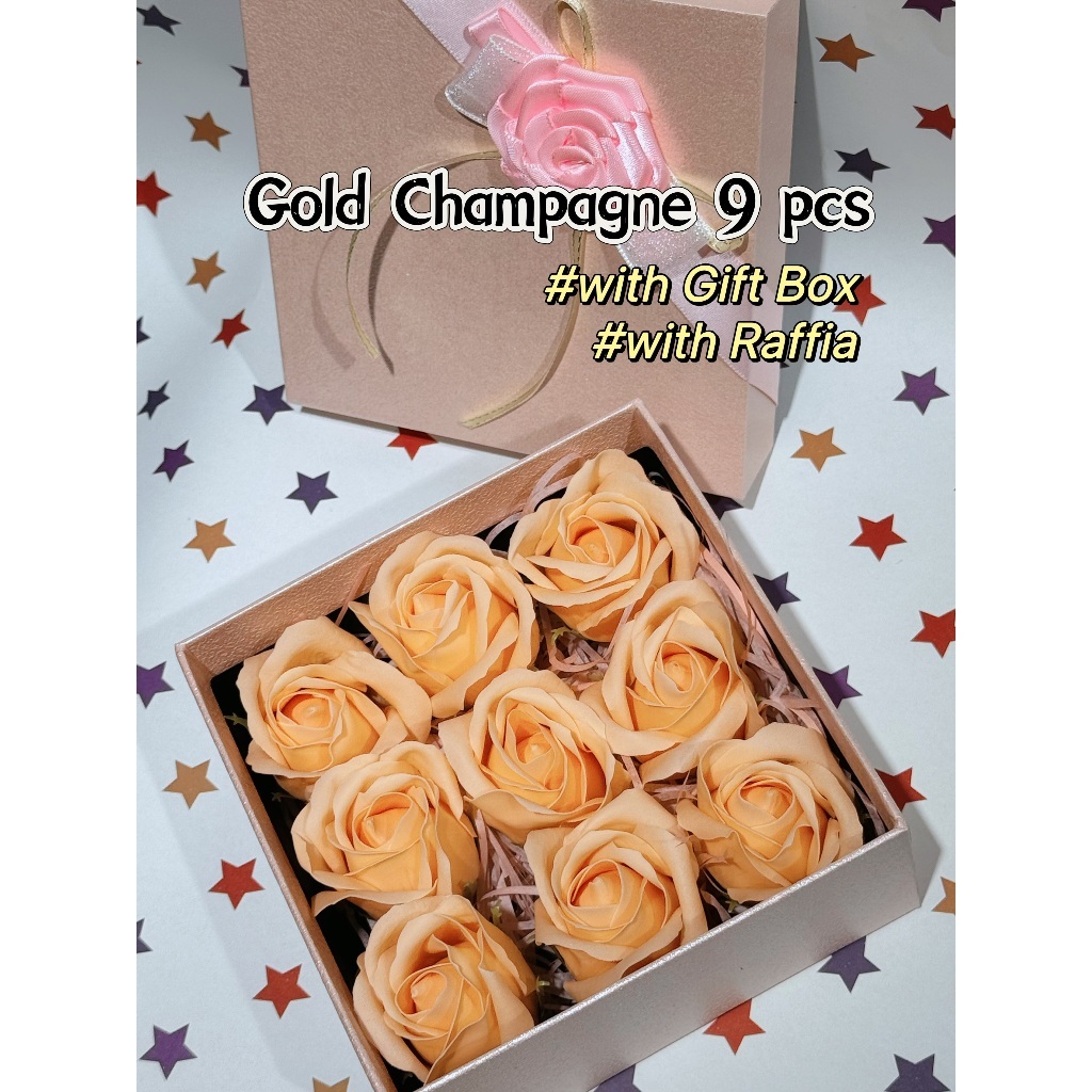 [SG] 3-Layer Thickened Elegant Rose Top Soap Flower Set w Gift Box and Raffia Mother's Day Birthday-HOMA