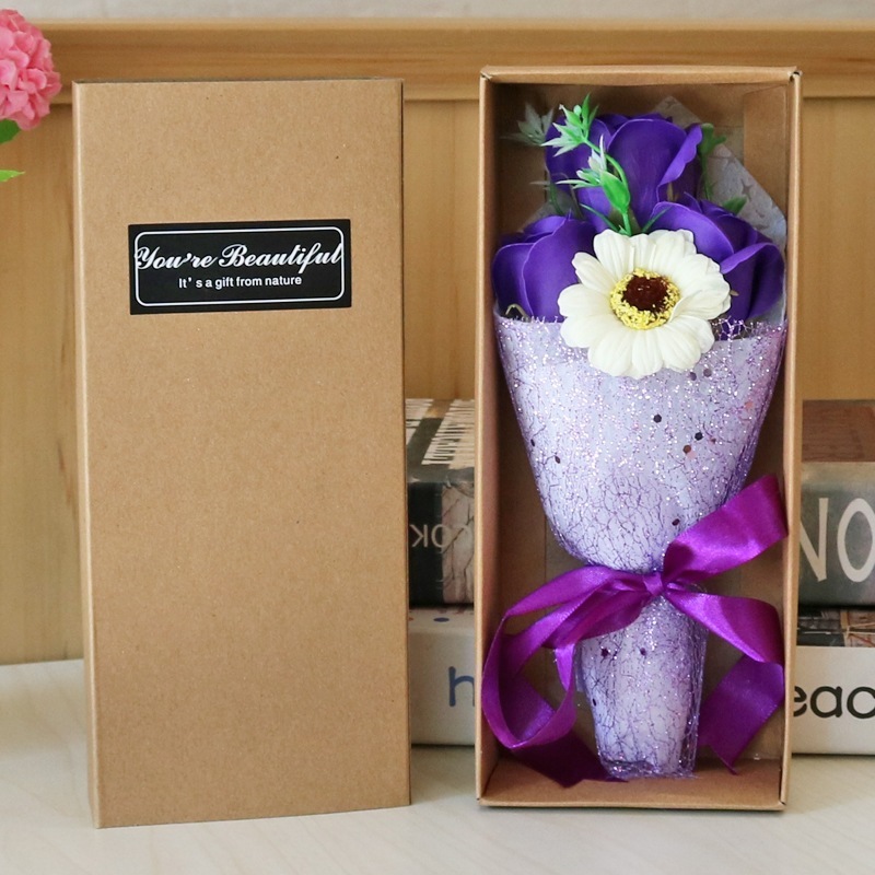 [SG]LOVE Elegant Flower Bouquet Gift Box Soap Artificial Floral for Bday Girlfriend Teachers Wedding-HOMA