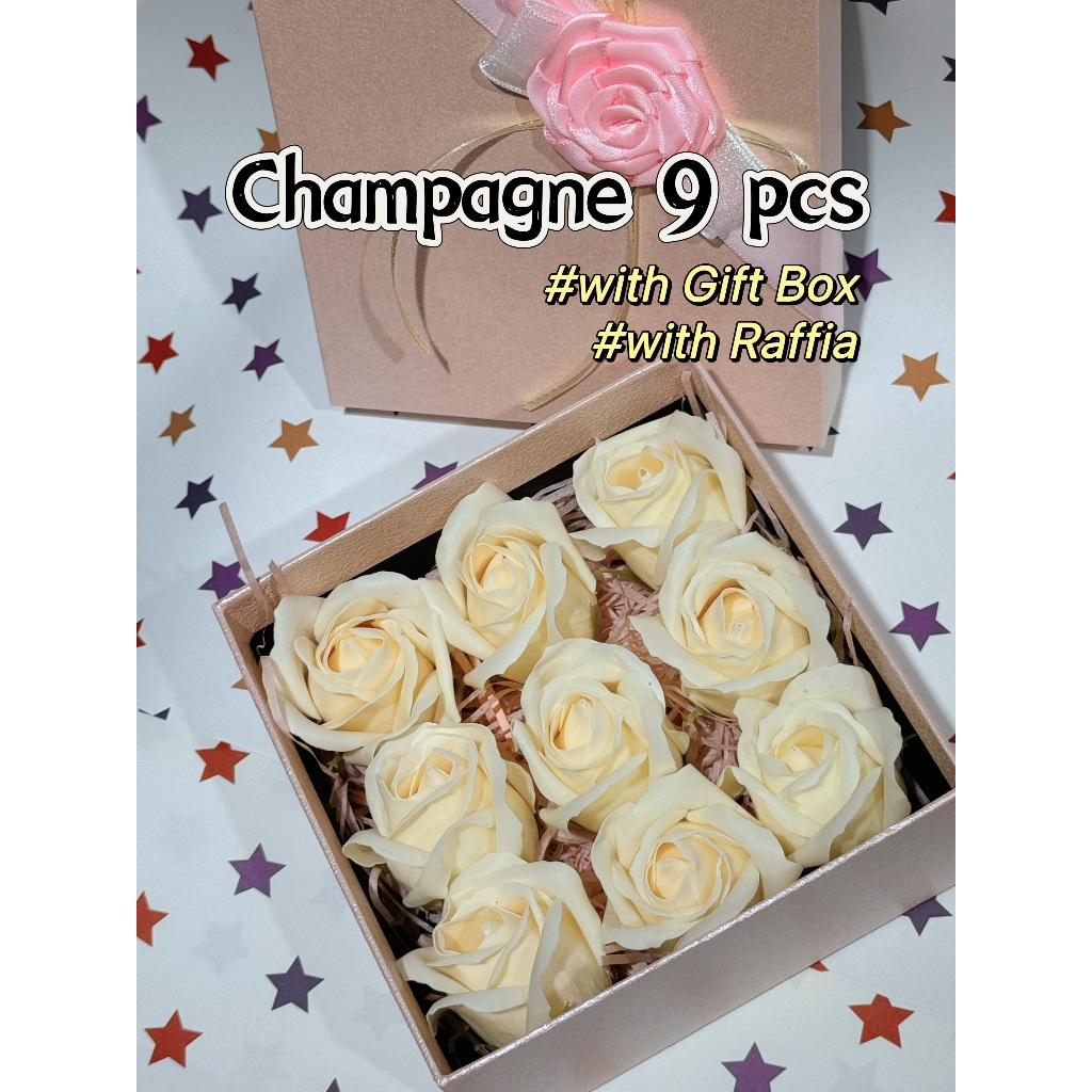 [SG] 3-Layer Thickened Elegant Rose Top Soap Flower Set w Gift Box and Raffia Mother's Day Birthday-HOMA