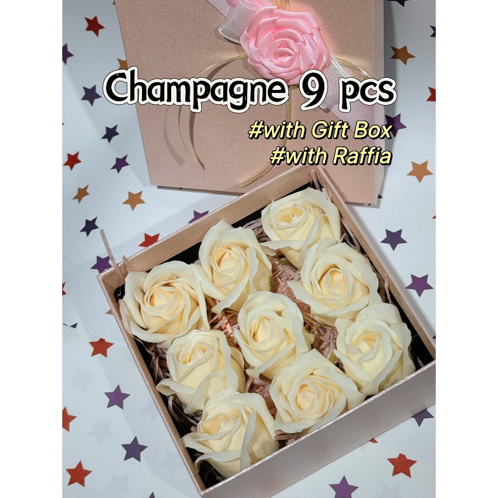 [SG] 3-Layer Thickened Elegant Rose Top Soap Flower Set w Gift Box and Raffia Mother's Day Birthday-HOMA