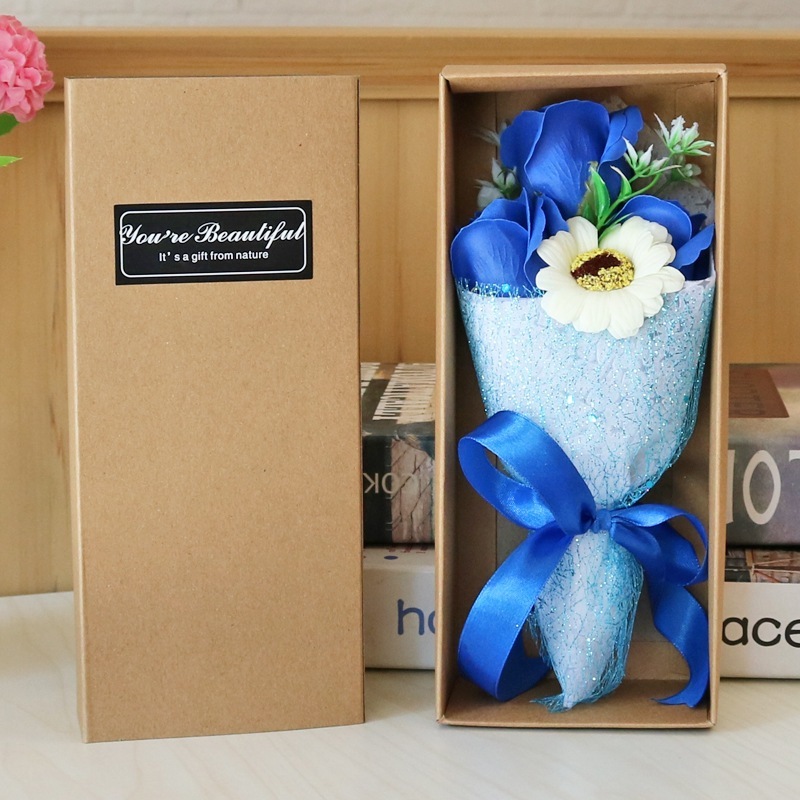 [SG]LOVE Elegant Flower Bouquet Gift Box Soap Artificial Floral for Bday Girlfriend Teachers Wedding-HOMA