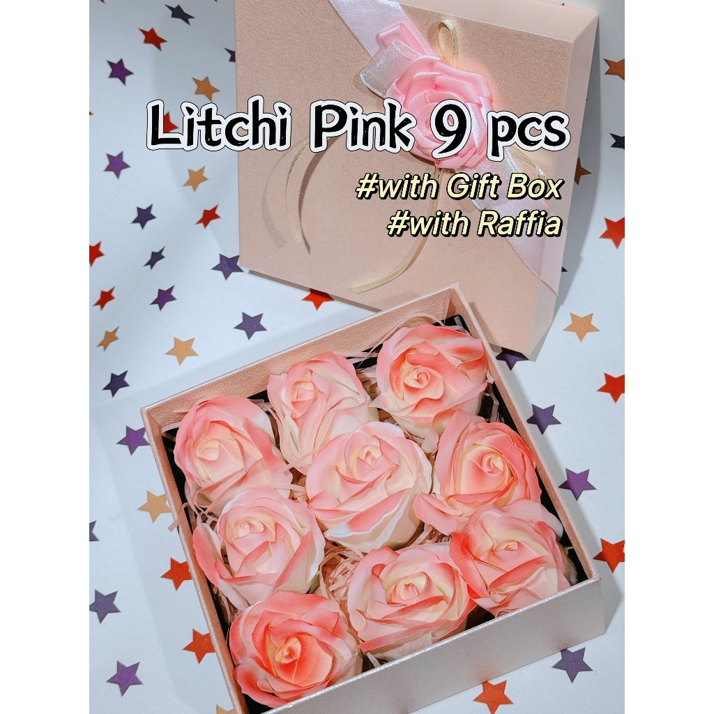 [SG] 3-Layer Thickened Elegant Rose Top Soap Flower Set w Gift Box and Raffia Mother's Day Birthday-HOMA