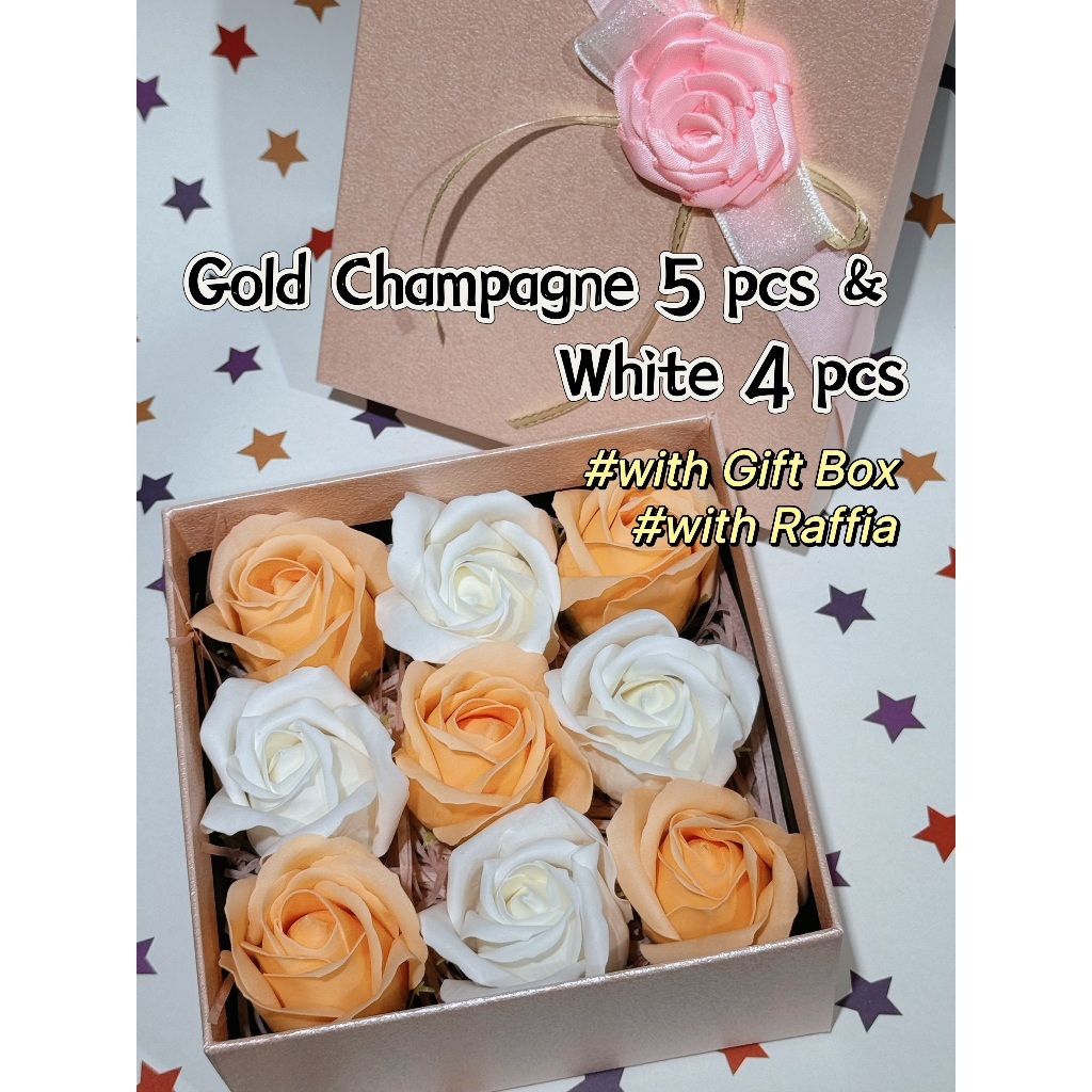 [SG] 3-Layer Thickened Elegant Rose Top Soap Flower Set w Gift Box and Raffia Mother's Day Birthday-HOMA