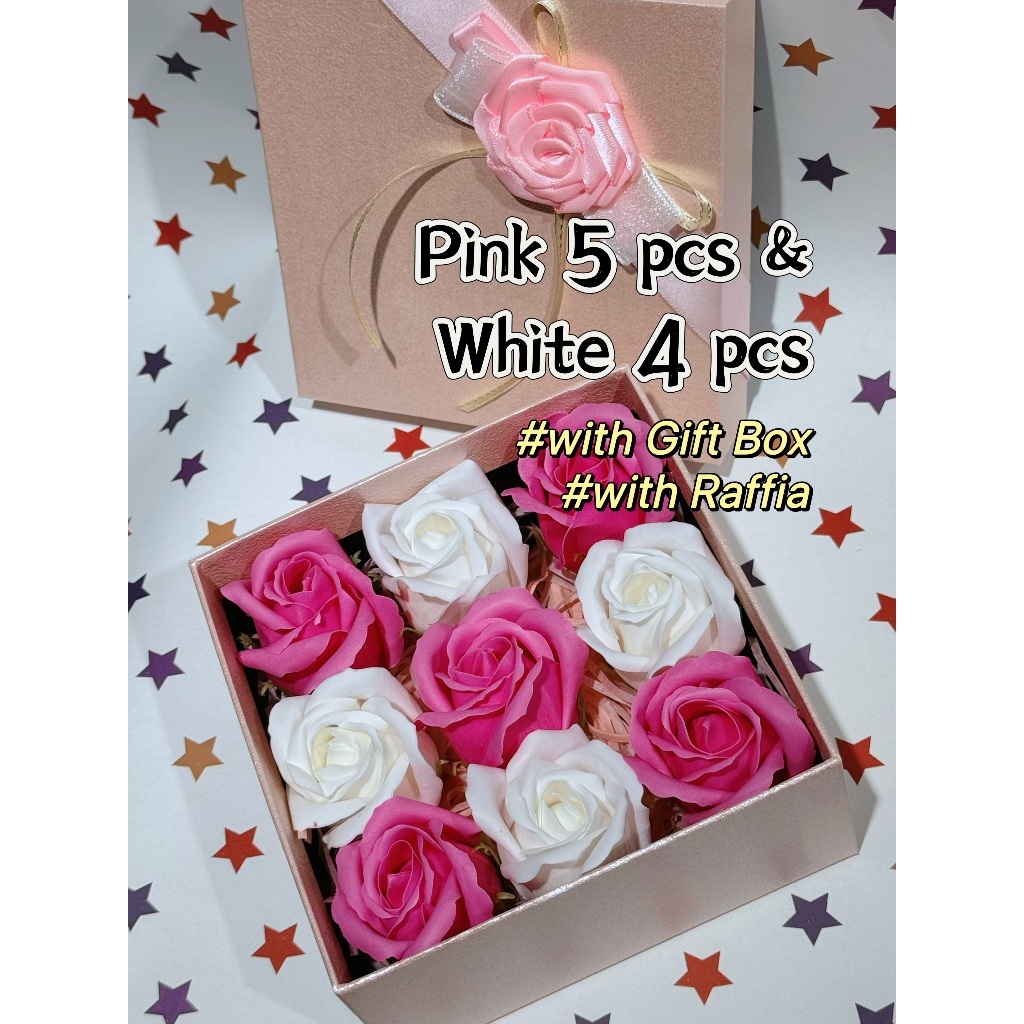[SG] 3-Layer Thickened Elegant Rose Top Soap Flower Set w Gift Box and Raffia Mother's Day Birthday-HOMA