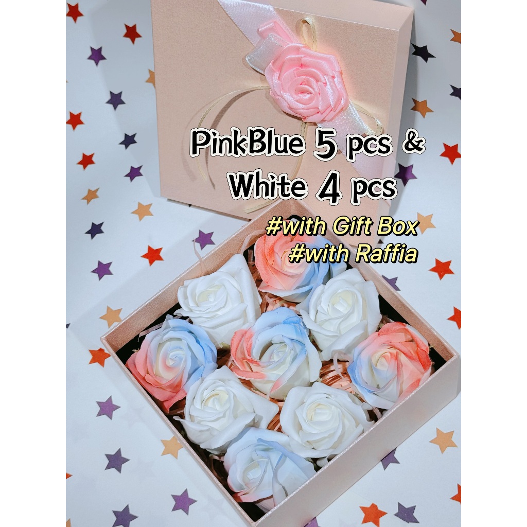 [SG] 3-Layer Thickened Elegant Rose Top Soap Flower Set w Gift Box and Raffia Mother's Day Birthday-HOMA