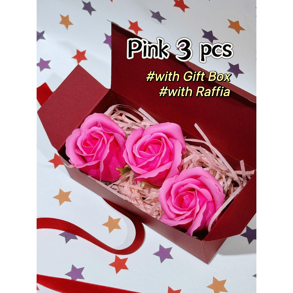 [SG] 3-Layer Thickened Elegant Rose Top Soap Flower Set w Gift Box and Raffia Mother's Day Birthday-HOMA