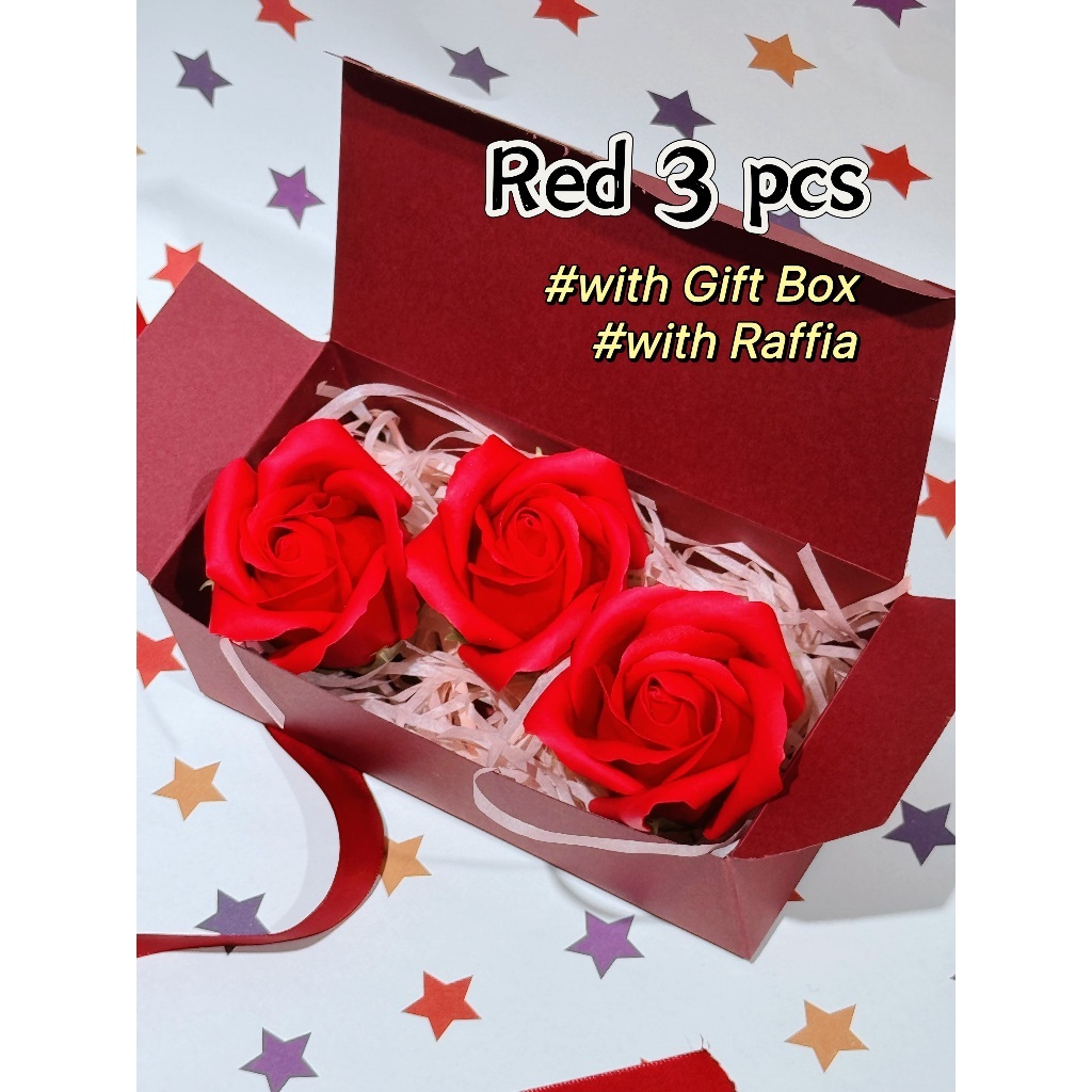 [SG] 3-Layer Thickened Elegant Rose Top Soap Flower Set w Gift Box and Raffia Mother's Day Birthday-HOMA