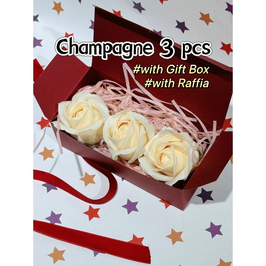 [SG] 3-Layer Thickened Elegant Rose Top Soap Flower Set w Gift Box and Raffia Mother's Day Birthday-HOMA