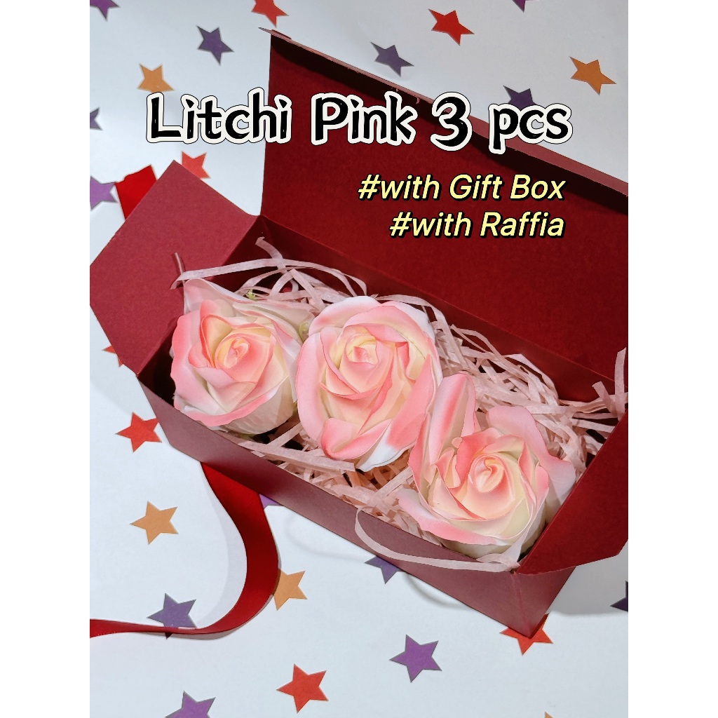 [SG] 3-Layer Thickened Elegant Rose Top Soap Flower Set w Gift Box and Raffia Mother's Day Birthday-HOMA