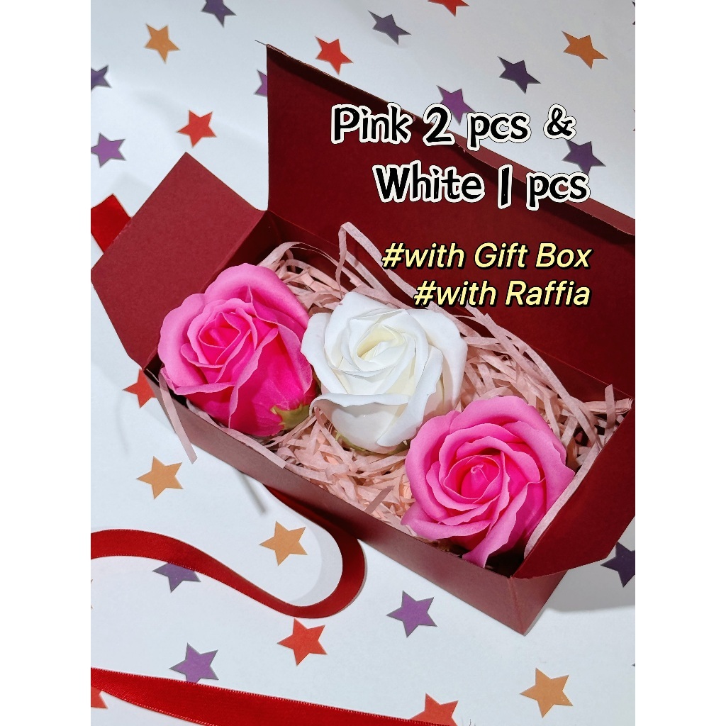 [SG] 3-Layer Thickened Elegant Rose Top Soap Flower Set w Gift Box and Raffia Mother's Day Birthday-HOMA