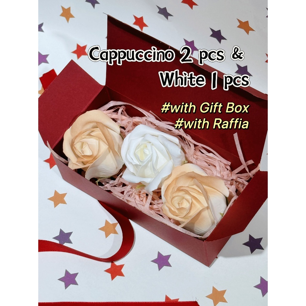 [SG] 3-Layer Thickened Elegant Rose Top Soap Flower Set w Gift Box and Raffia Mother's Day Birthday-HOMA