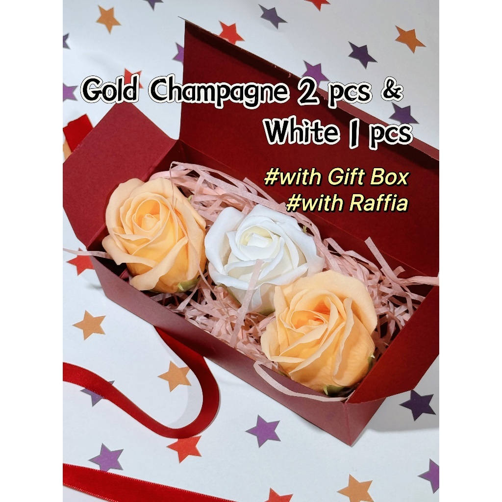 [SG] 3-Layer Thickened Elegant Rose Top Soap Flower Set w Gift Box and Raffia Mother's Day Birthday-HOMA