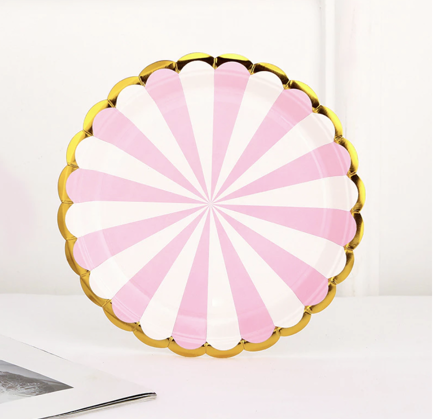 [SG]Birthday Gold/Silver Stripe Disposable Paper Cups Plates 10PCS Tableware Set Birthday Party Kindergarten party-HOMA