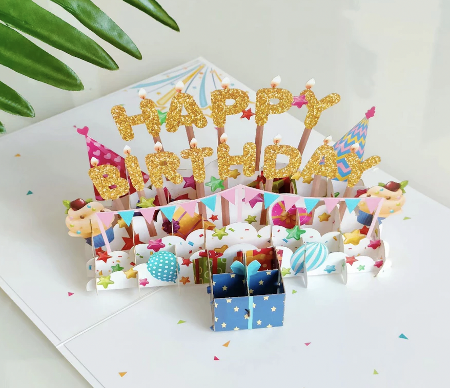 [SG]Happy Birthday 3D Cards Handmade Hollow Paper Cut Birthday Anniversary Girls Kids Party Creative Gift-HOMA