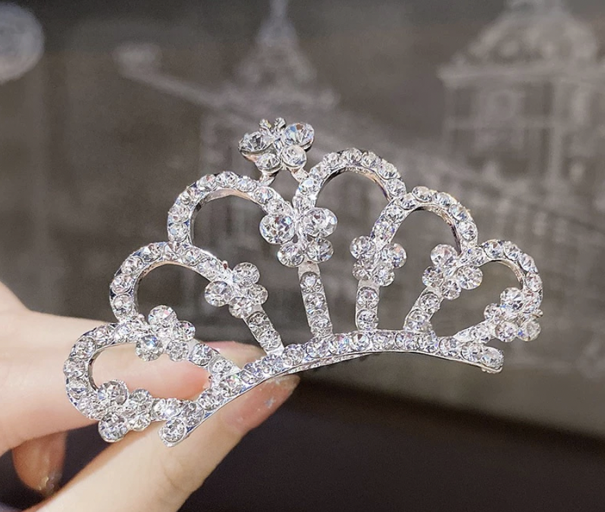 [SG]Handcraft Kids Pearl Crystal Tiara Hair Comb Wedding Dress Birthday Addup Photographing ROM Hair Accessories-HOMA