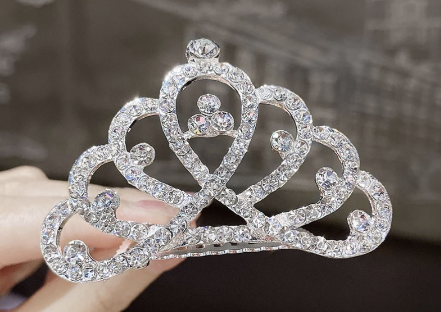 [SG]Handcraft Kids Pearl Crystal Tiara Hair Comb Wedding Dress Birthday Addup Photographing ROM Hair Accessories-HOMA