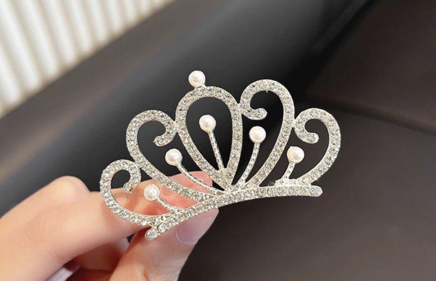 [SG]Handcraft Kids Pearl Crystal Tiara Hair Comb Wedding Dress Birthday Addup Photographing ROM Hair Accessories-HOMA