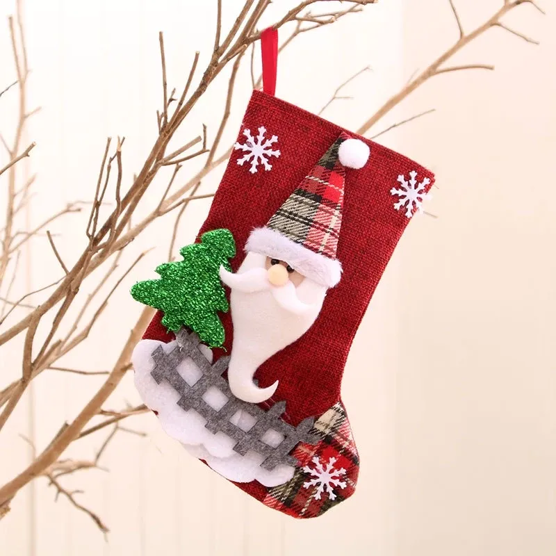 [SG]Cute Christmas Socks Hang on Christmas Trees Decor Stockings Xmas Socks Gift Bag Party Candy Santa Elk Deer-HOMA