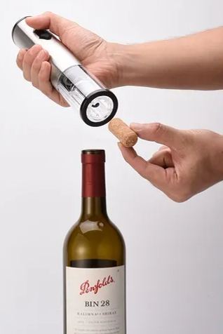 [SG] Automatic Electric Wine Bottle Opener Stainless Steel Foil Cutter 4-in-1 Aerator and Pourer with Vacuum Stopper-HOMA
