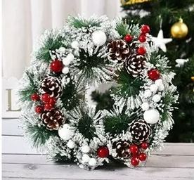 [SG] 🎅 🎄30CM Christmas Wreath Christmas Tree Wreath Decoration Door Wreath Xmas Festival Garland Decorative Door Decor-HOMA