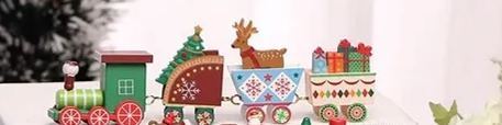 [SG]Home Decoration Wooden Christmas Train (4 Sections) for Windows Ornament Xmas Gift Christmas Party Kids-HOMA