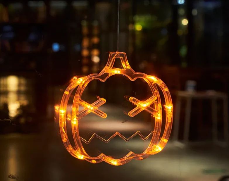 [SG]Halloween Decorations LED Suction Light Pumpkin Ghost Home Party Decor Supplies Hanging LED Lamp Fairy light-HOMA