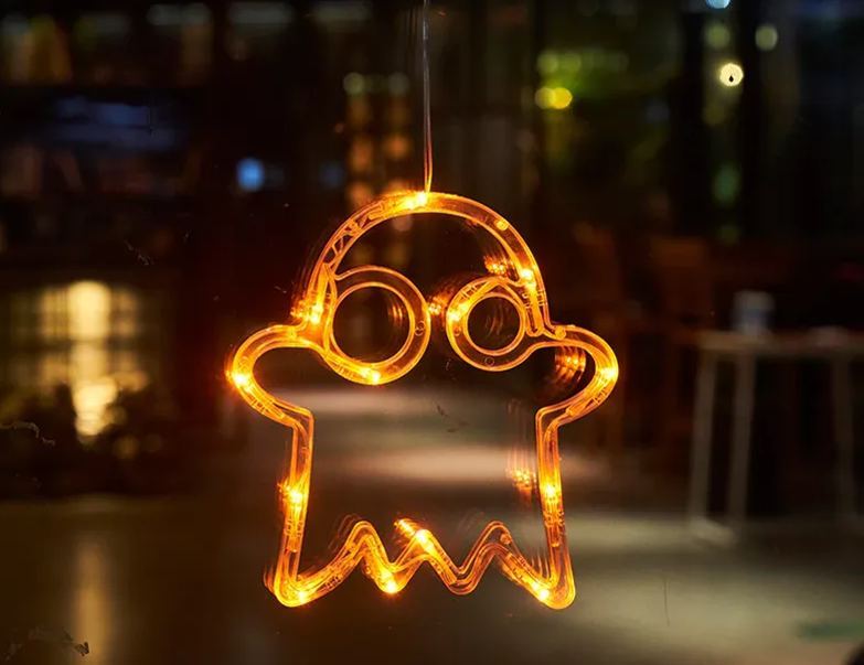 [SG]Halloween Decorations LED Suction Light Pumpkin Ghost Home Party Decor Supplies Hanging LED Lamp Fairy light-HOMA