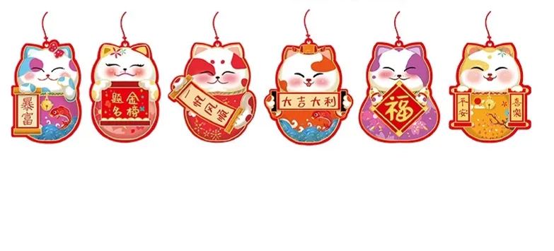 [SG]6 PCS Chinese New Year Ornaments Tree Decor Cards Decoration Pendant CNY 2023 Hanging Blessing Cards Living Room-HOMA