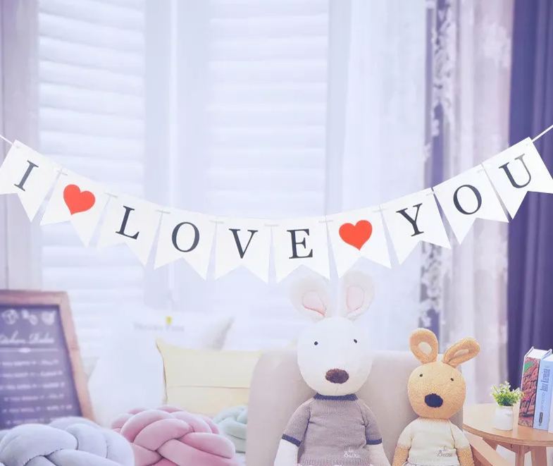 [SG]Romantic LOVE Hanging Paper Banners Birthday Wedding Party Proposal Decorations Garland for Home Decor-HOMA