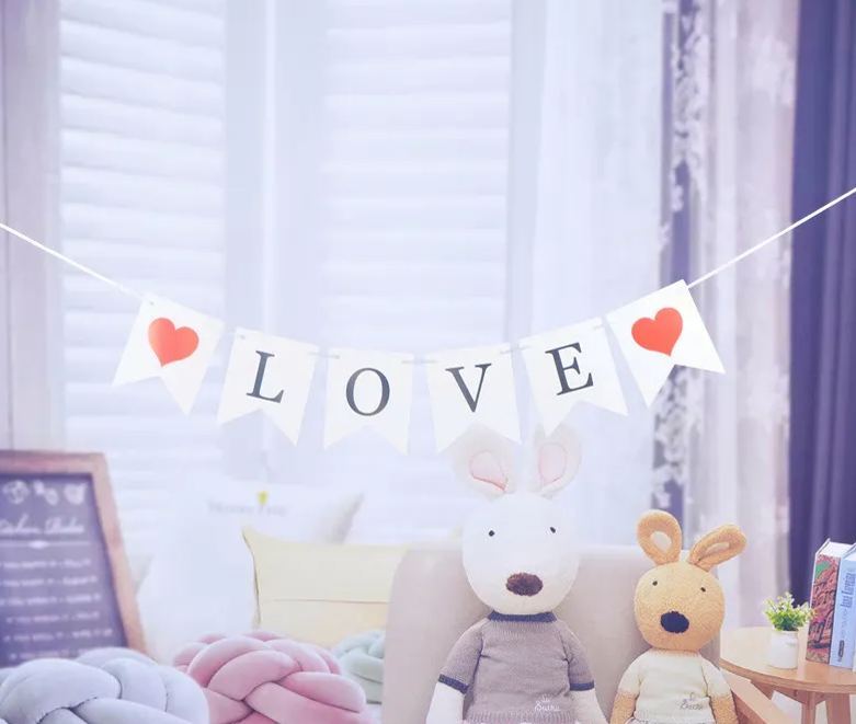 [SG]Romantic LOVE Hanging Paper Banners Birthday Wedding Party Proposal Decorations Garland for Home Decor-HOMA