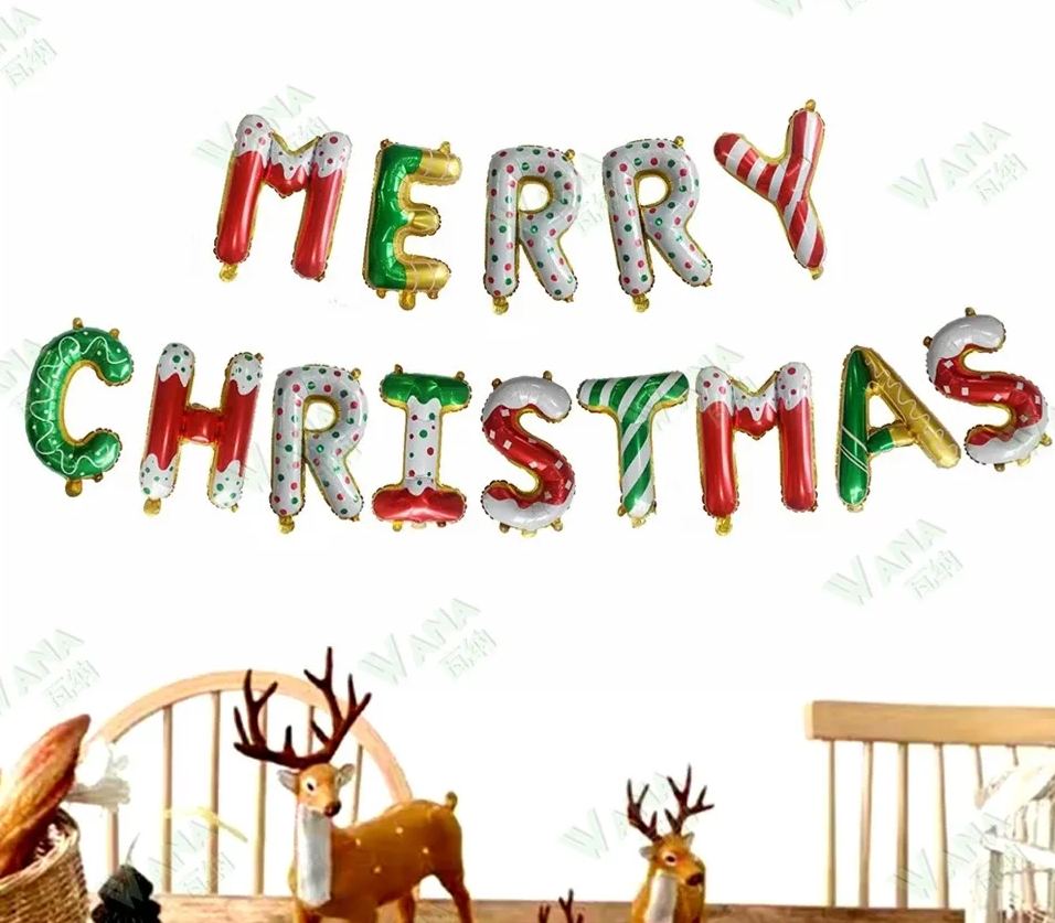 [SG]16 inch Merry Christmas Ballon Colorful Christmas Foil Balloon Kids Xmas Party Decoration-HOMA