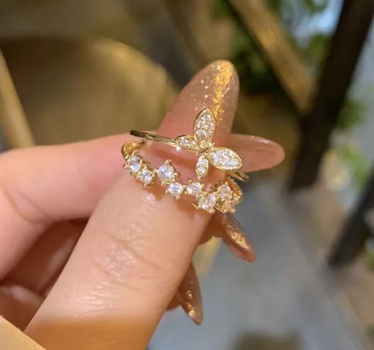 Adjustable Copper Ring – Open Zircon Design for Gift & Daily