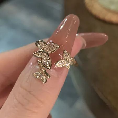 [SG] Open Adjustable Copper Plating Ring with Dimond/Zircon Mother's Day Korean Normcore for Birthday Gift Anniversary-HOMA