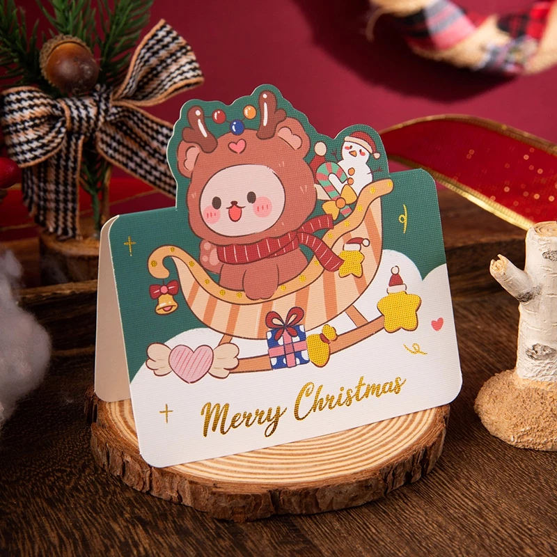 [SG]Christmas Greetings Card (1 pcs/set) | Christmas Gift Cards Gift Box DIY Cute Message Card Xmas Party-HOMA