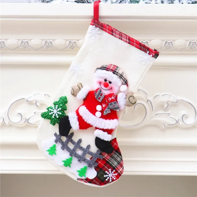[SG]Cute Christmas Socks Hang on Christmas Trees Decor Stockings Xmas Socks Gift Bag Party Candy Santa Elk Deer-HOMA