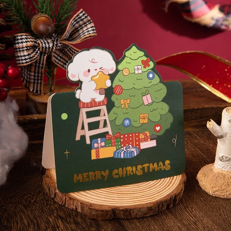 [SG]Christmas Greetings Card (1 pcs/set) | Christmas Gift Cards Gift Box DIY Cute Message Card Xmas Party-HOMA