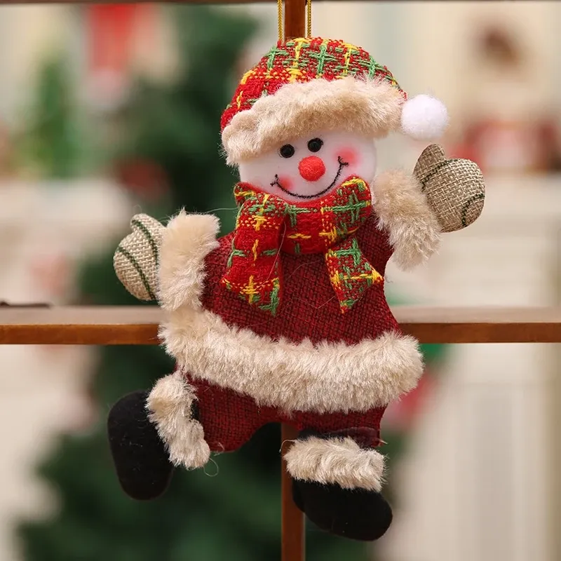 [SG]Christmas Tree Accessories Fabric Dolls Hang on Xmas Trees Cute Decor Party Dancing Santa Elk Deer Snowman-HOMA