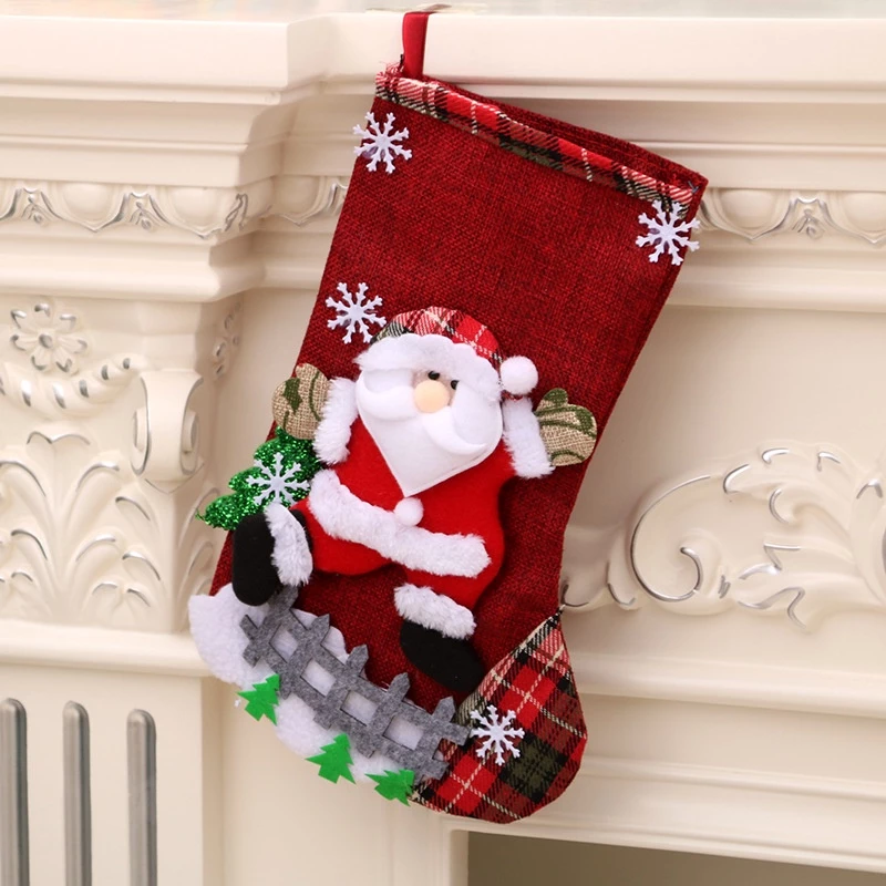[SG]Cute Christmas Socks Hang on Christmas Trees Decor Stockings Xmas Socks Gift Bag Party Candy Santa Elk Deer-HOMA