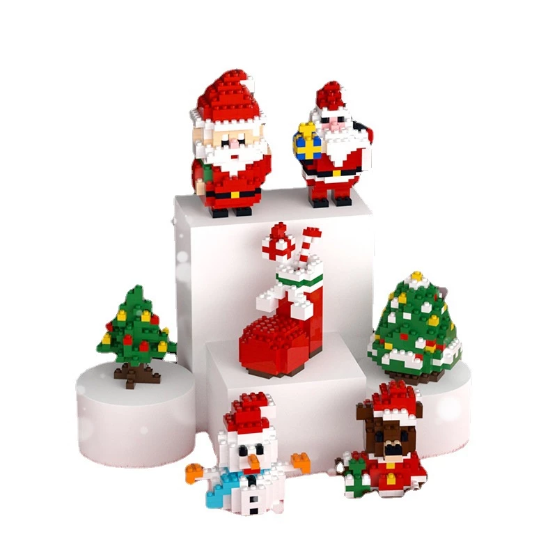 [SG]DIY Mini Blocks Builder Christmas Gift Toys Blocks Creative Goodie Bags Xmas Tree Kids-HOMA