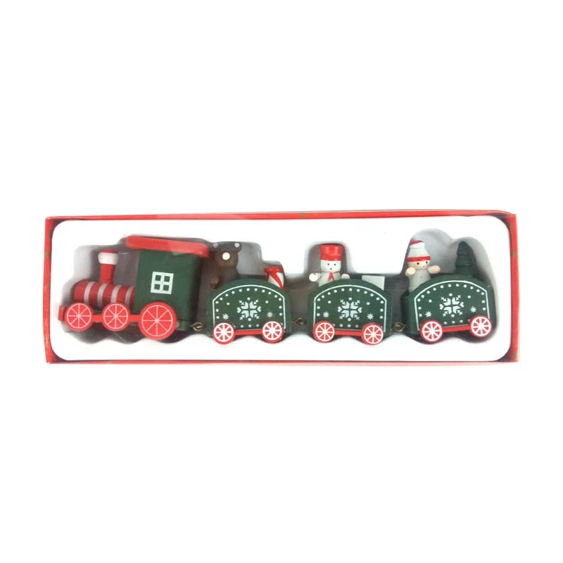 [SG]Home Decoration Wooden Christmas Train (4 Sections) for Windows Ornament Xmas Gift Christmas Party Kids-HOMA