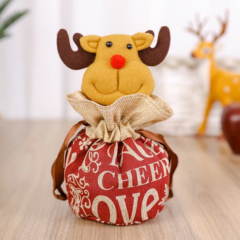 [SG] Christmas Gifts Bag Drawstring Cloth Gift Wrapping Bag Apple Bag Goodies Bag Candy Baking Cookies XMAS Party-HOMA