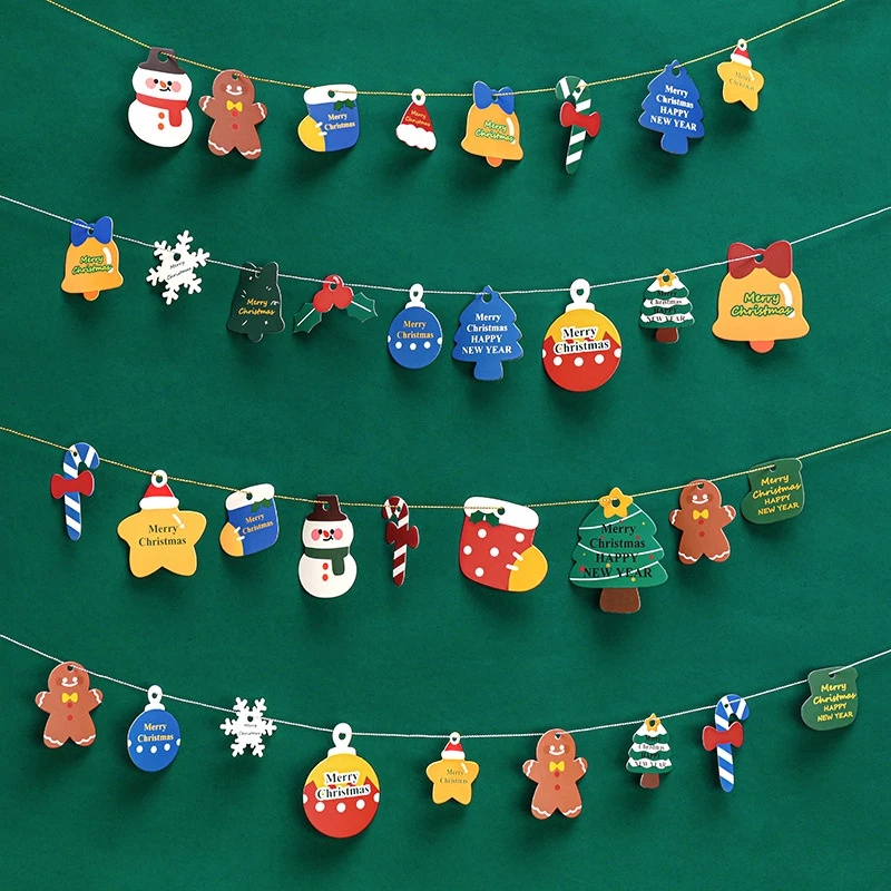 [SG]Christmas Greetings Card (14 pcs/set) Christmas Tree Decor Cards Gift Box DIY Cute Message Card XMAS Party-HOMA