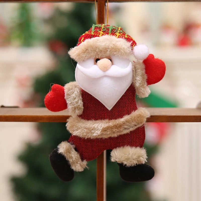 [SG]Christmas Tree Accessories Fabric Dolls Hang on Xmas Trees Cute Decor Party Dancing Santa Elk Deer Snowman-HOMA