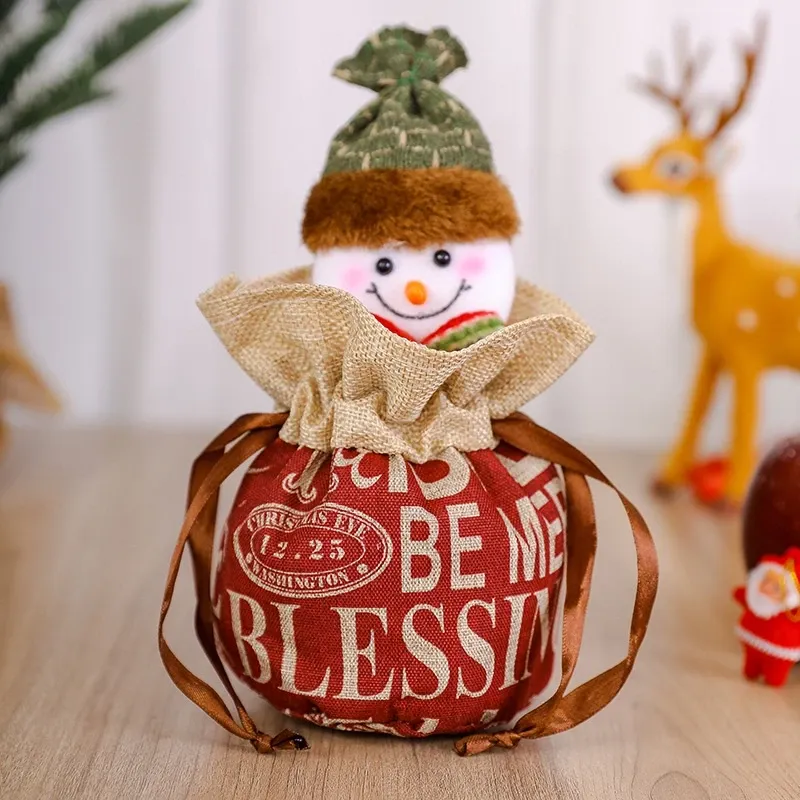 [SG] Christmas Gifts Bag Drawstring Cloth Gift Wrapping Bag Apple Bag Goodies Bag Candy Baking Cookies XMAS Party-HOMA