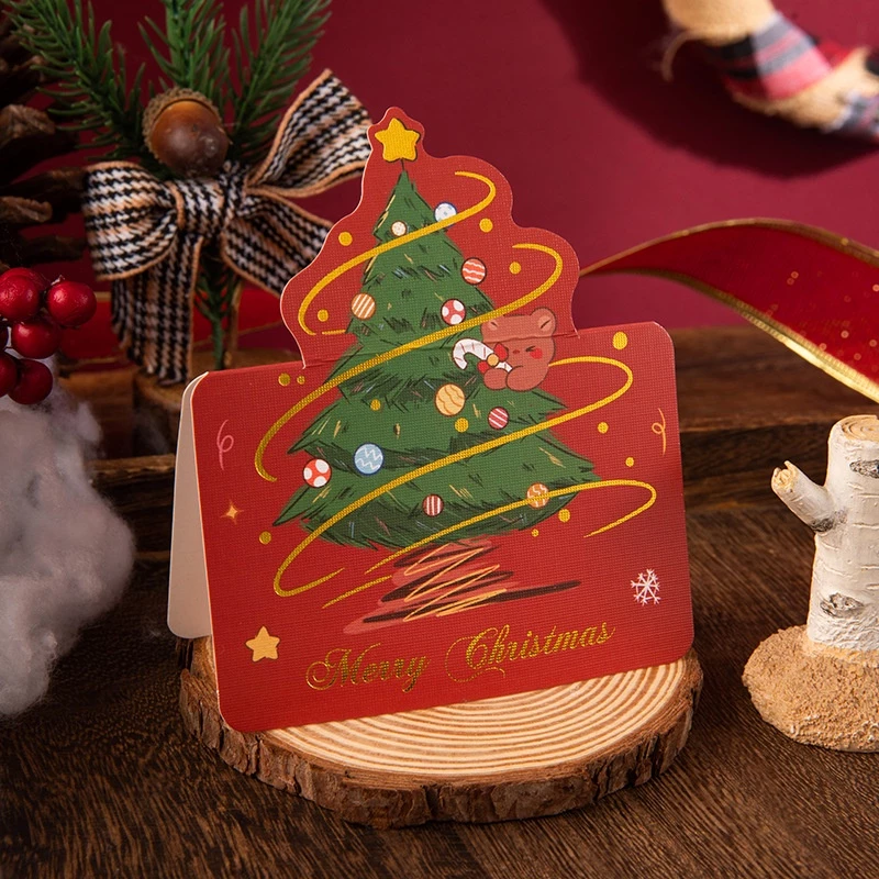 [SG]Christmas Greetings Card (1 pcs/set) | Christmas Gift Cards Gift Box DIY Cute Message Card Xmas Party-HOMA