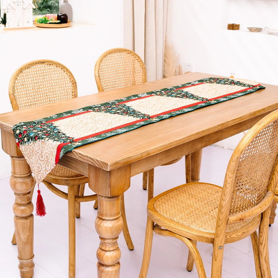 [SG]Linen Christmas Table Flag Table Runner Christmas Decoration Merry Christmas Elk Santa Claus Xmas-HOMA