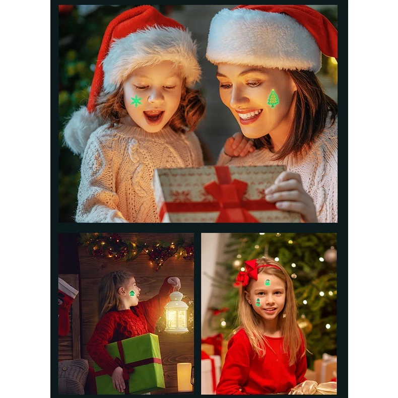 [SG]Noctilucent Christmas Tattoo Stickers Waterproof Luminous Cute Party Birthday goodie bag gifts children Kids-HOMA