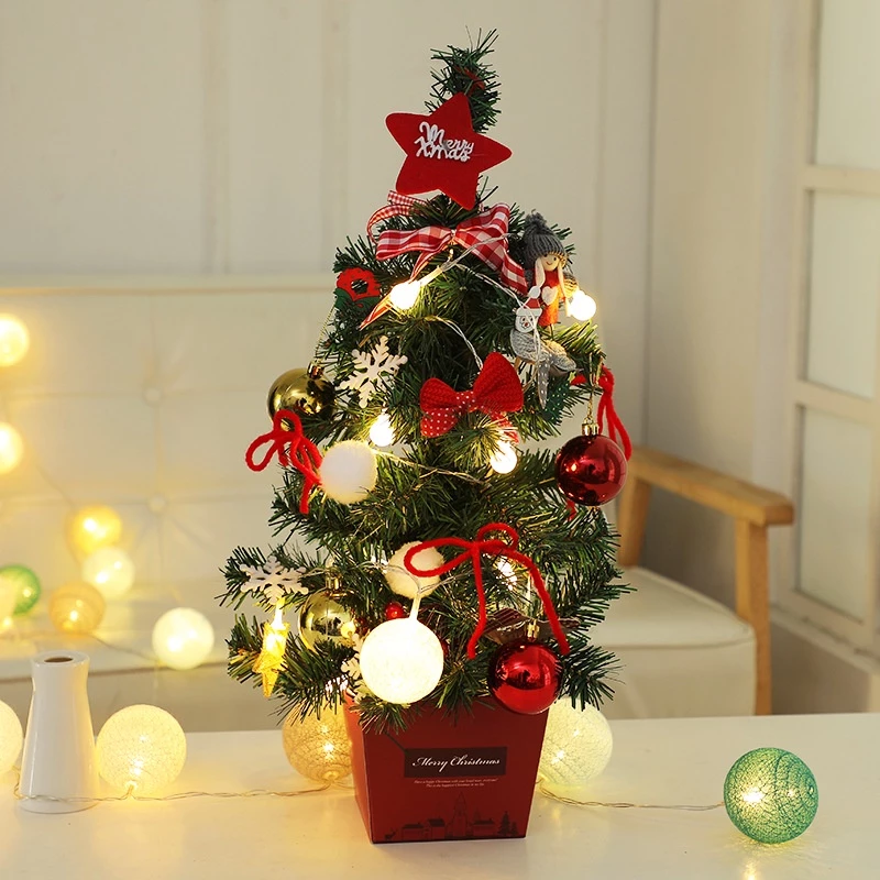[SG]DIY 50cm with light&decor set Christmas Tree Ornament for Table/Office/Home/Mall/Window Party Home Decor XMAS-HOMA